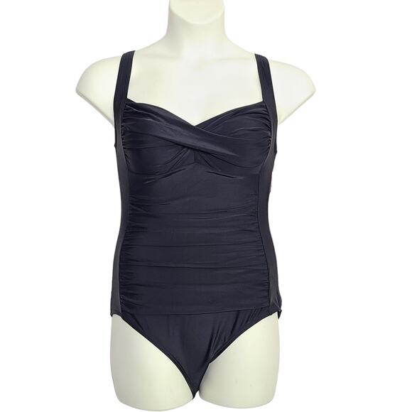 NEW Swimsuits for All One Piece Bathing Suit Black 12 Ruched - Picture 1 of 6